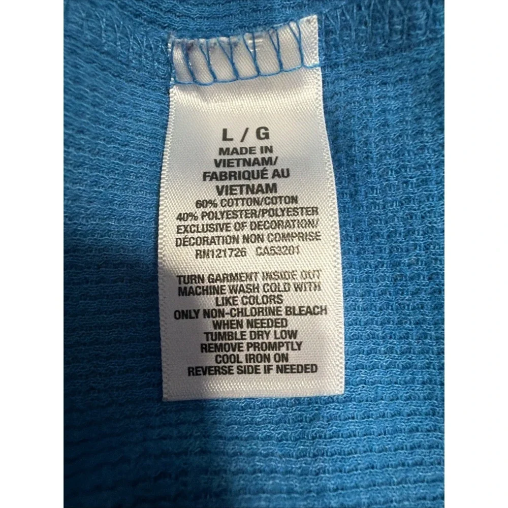 Aeropostale Shirt Mens L Blue Thermal Waffle Knit Long Sleeve Crewneck Tee